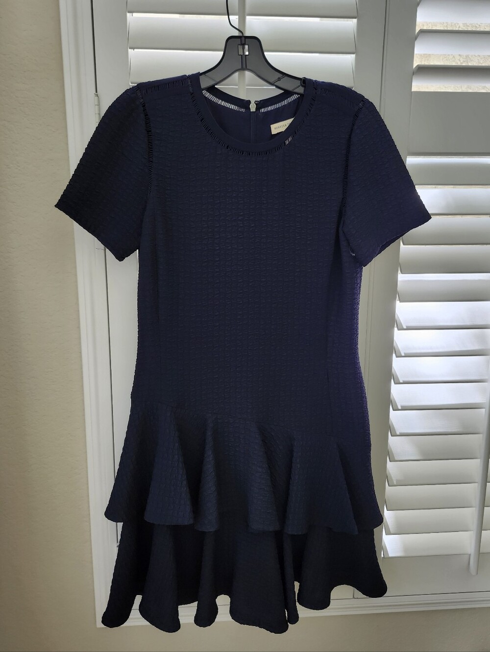 Rebecca Taylor Navy Textured Peplum Dress